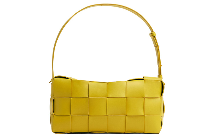 Кожаная сумка Brick Casstte Waffle, через плечо, женская, средний размер, желтая Bottega Veneta, Set (Bag+Dust Bag) — фото 3