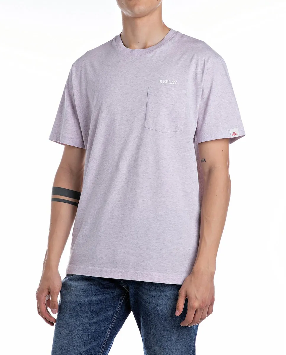

Футболка для мужчин с коротким рукавом и круглым вырезом Replay, сиреневый/белый