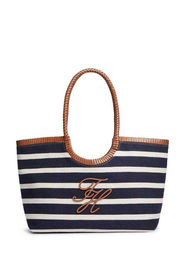 

Сумка-Шоппер с текстурированным логотипом в полоску Tommy Hilfiger, Stripe Blue/Cognac