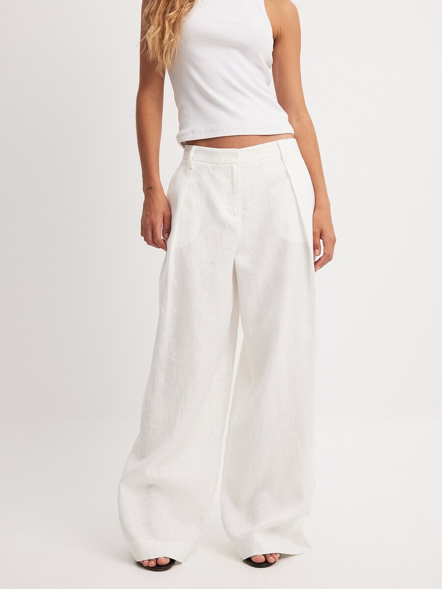 

Тканевые брюки NA-KD Wide leg Pants, белый