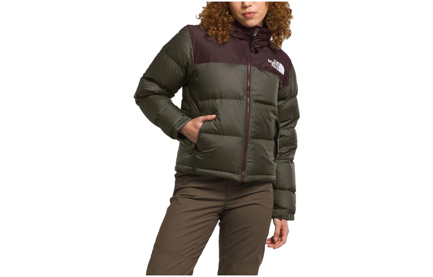 

Пуховик женский винтажный майярд коричневато-зеленый The North Face