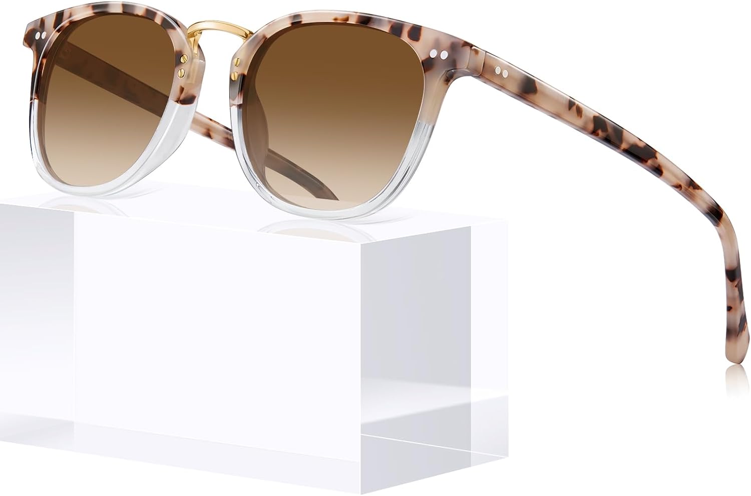 

Солнцезащитные очки CARFIA из ацетата с поляризацией для женщин, защита от УФ-излучения, ретро-стиль, металлическая перемычка, модные солнцезащитные очки для женщин, 11.pink White Tortoise Frame Gradient Brown Lens