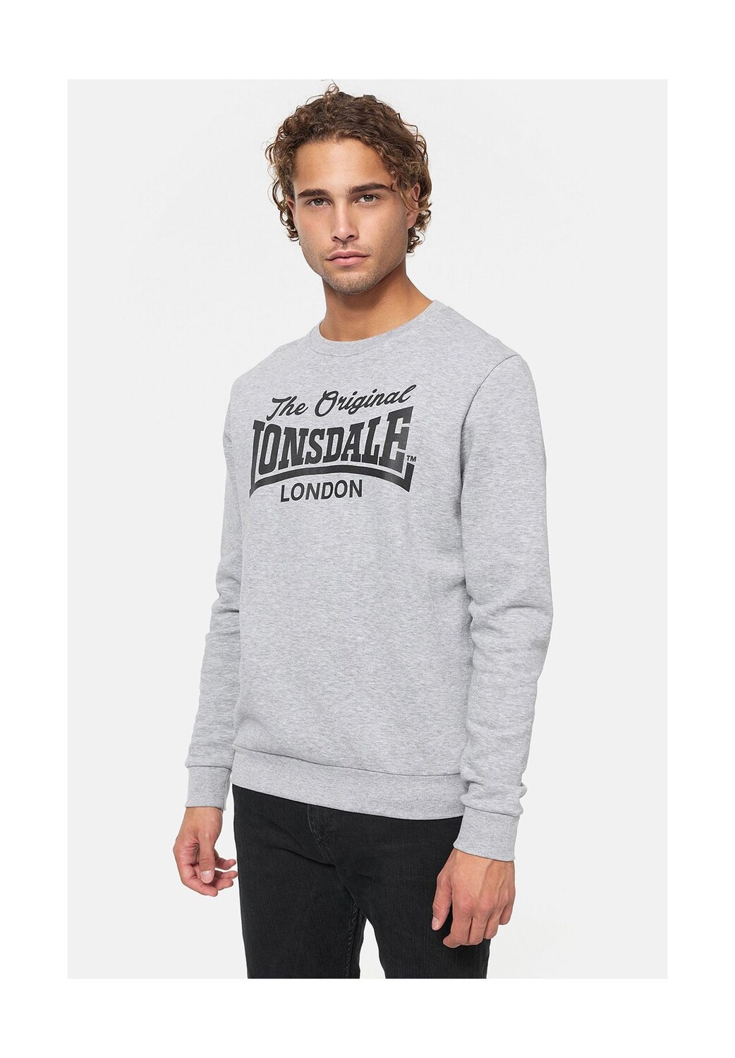 

Мужская толстовка с круглым вырезом стандартного кроя BURGHEAD LONSDALE, цвет Marl Grey/black