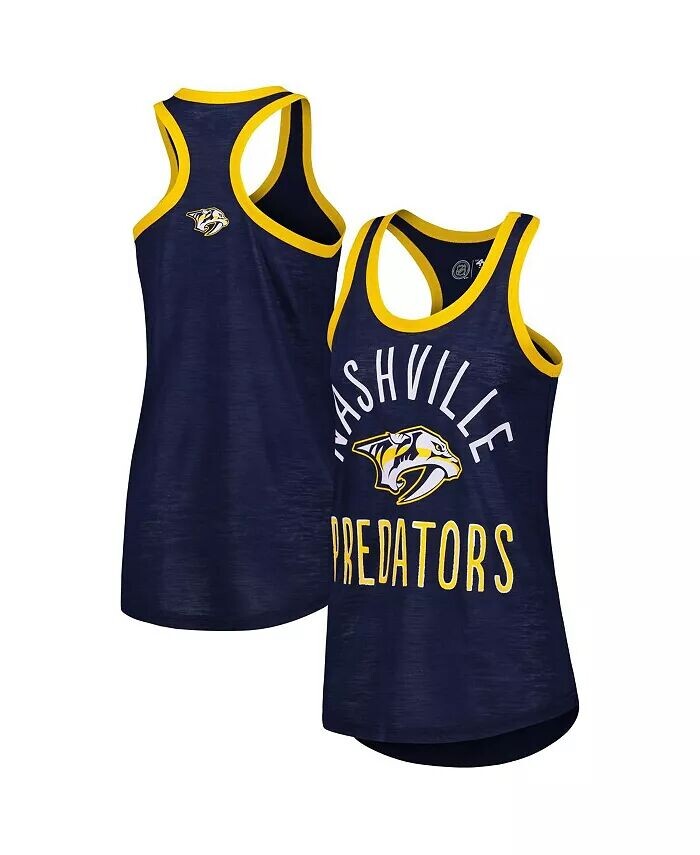

Женская темно-синяя майка Nashville Predators First Base Racerback с овальным вырезом G-Iii 4Her By Carl Banks