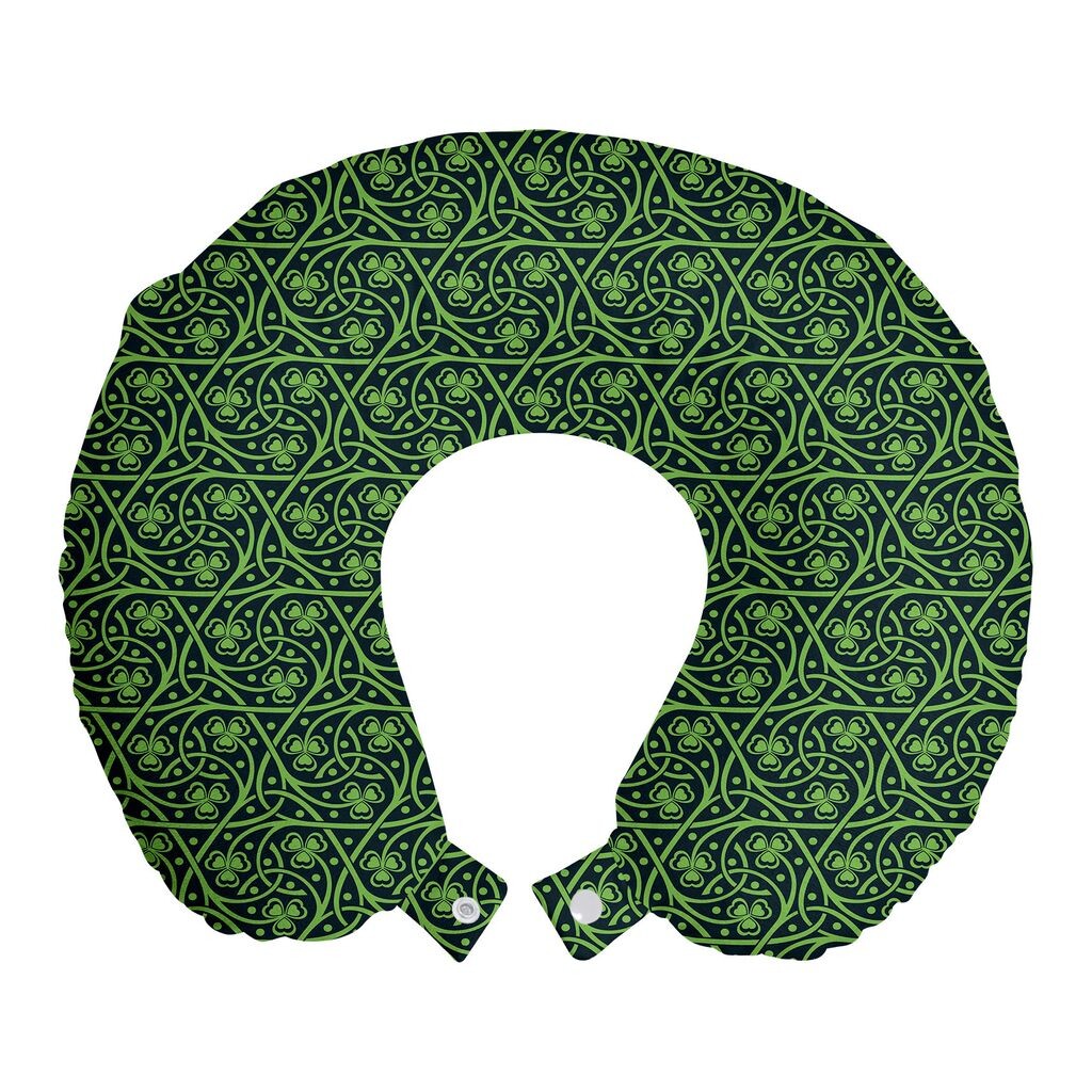

ABAKUHAUS Irish Travel Pillow Подушка для шеи, Сложный клеверный хворост, Пенопластовые дорожные принадлежности для самолета и автомобиля, 30x30 см, Черный салатовый