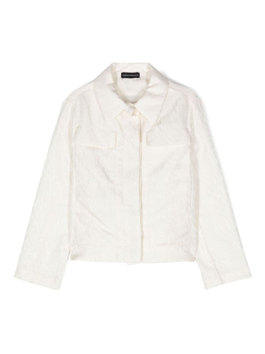 

Куртка-рубашка с жаккардовым логотипом Emporio Armani Kids, бежевый