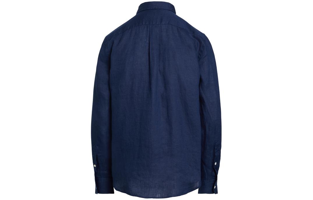Женская свободная льняная рубашка Polo Ralph Lauren, синий — фото 4
