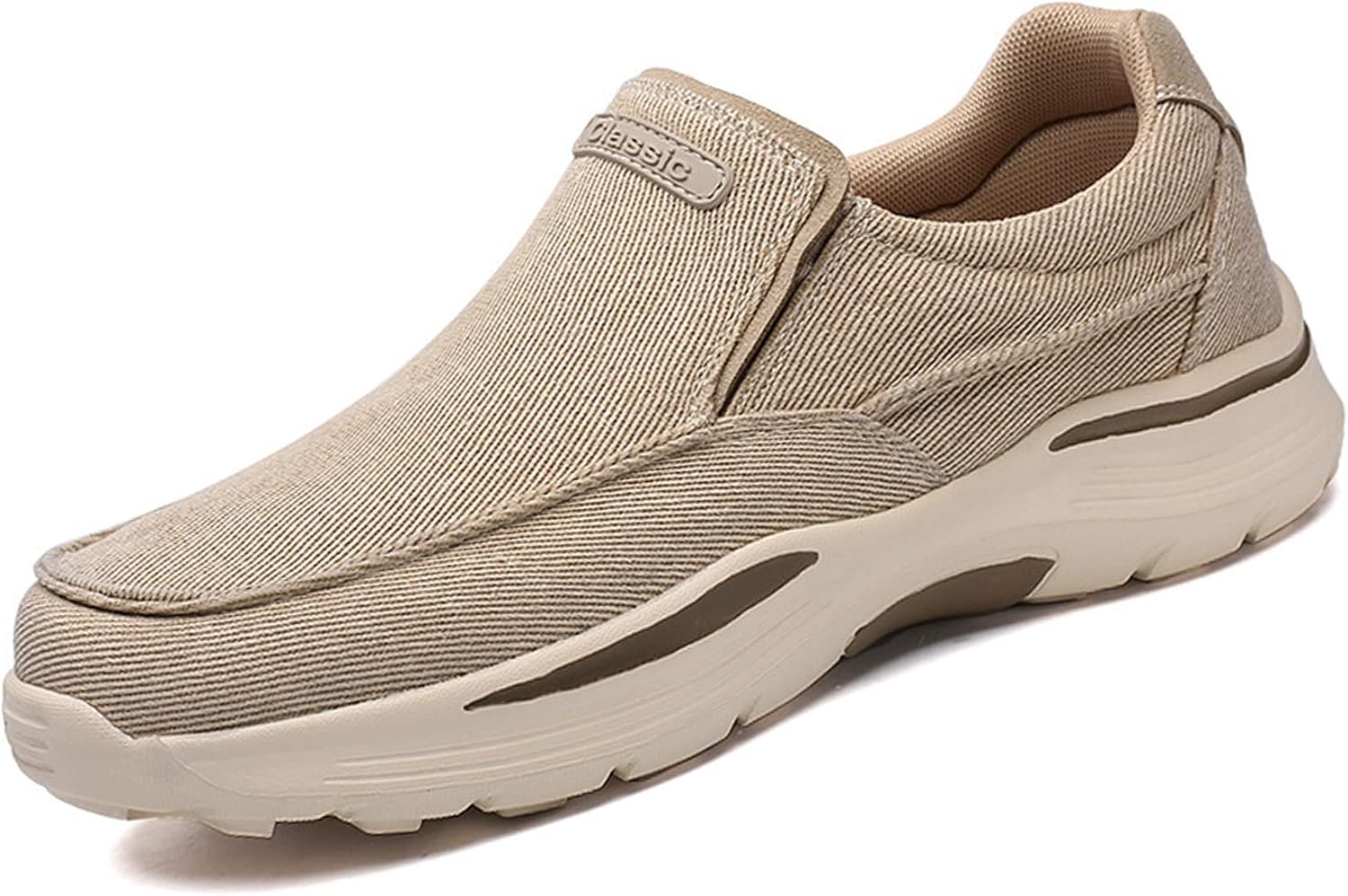 

Мужские слипоны из холщовой ткани, с поддержкой свода стопы, дышащие, эластичные, удобные, свободного кроя, большие размеры, тапочки для ходьбы Angrymonkey, хаки