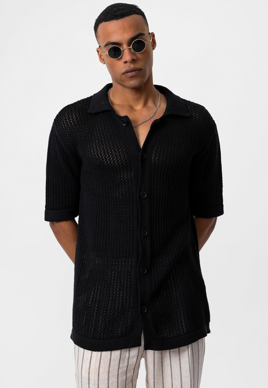 

Кардиган NIAMEY SHORT SLEEVE REGULAR FIT CELLULAR KNITTED Antioch, черный