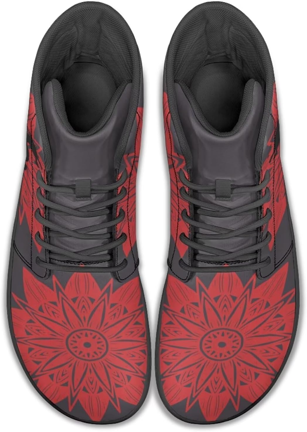 

Высокие кроссовки с мандалой для походов и прогулок, резиновая подошва, минималистичные кроссовки для бега для мужчин, обувь с нулевым перепадом Watdotory, красный