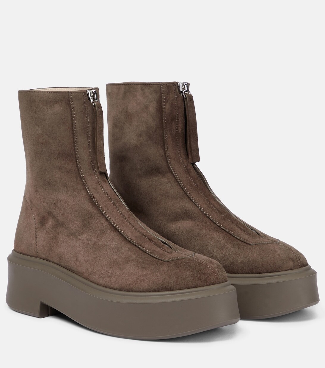 Замшевые ботинки Zipped Boot 1 The Row, коричневый