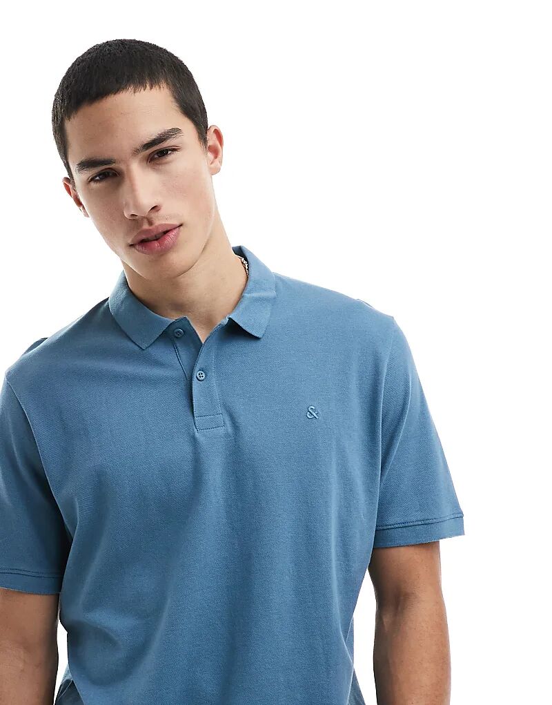 

Рубашка-поло с логотипом Jack & Jones синего цвета