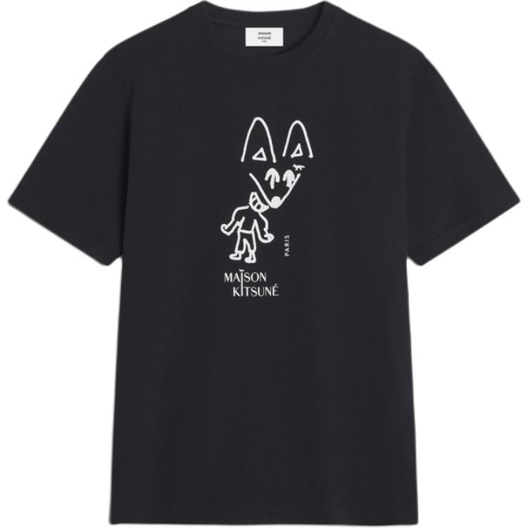

Футболка с принтом "праздничная лиса" Maison Kitsune, черный