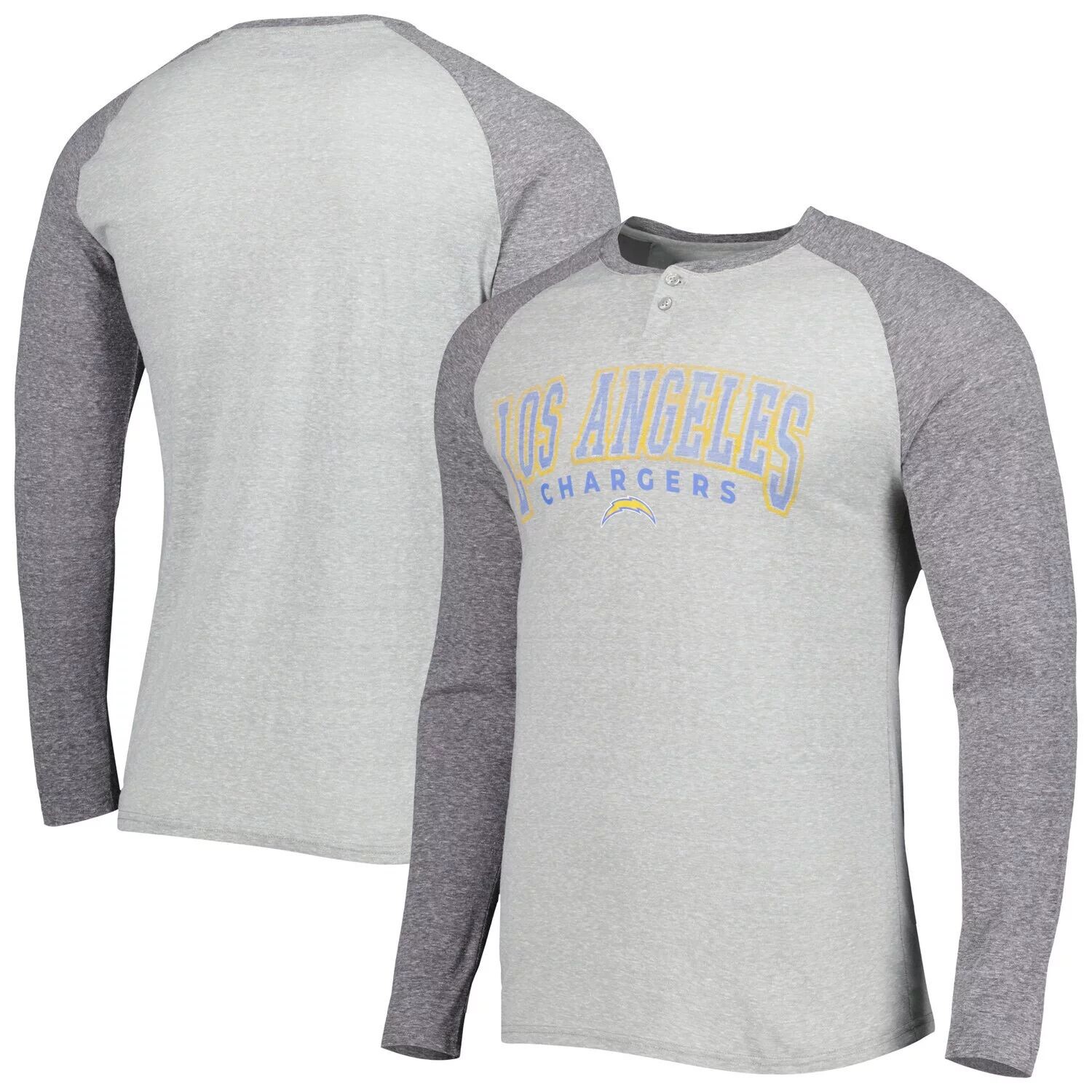 

Мужская футболка Concepts Sport Heather Grey Los Angeles Chargers Ledger Raglan с длинным рукавом в стиле Хенли