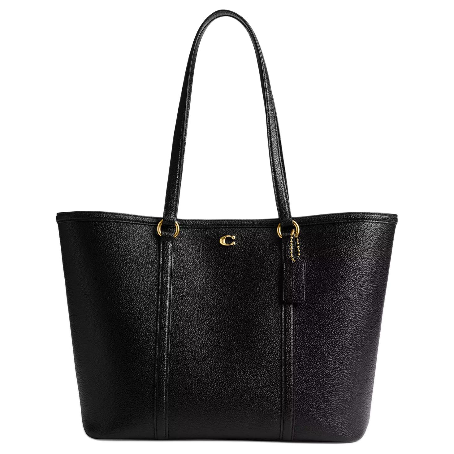 

COACH Сумка-шоппер Polished Pebble Leather, большая женская сумка, черная