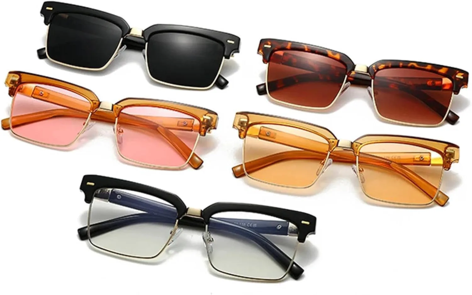 

Модные женские солнцезащитные очки в стиле ретро с заклепками, мужские прозрачные с градиентом, оттенки шампанского, защита от УФ-излучения UV400 VVTWSSW, C3 Tea Pink