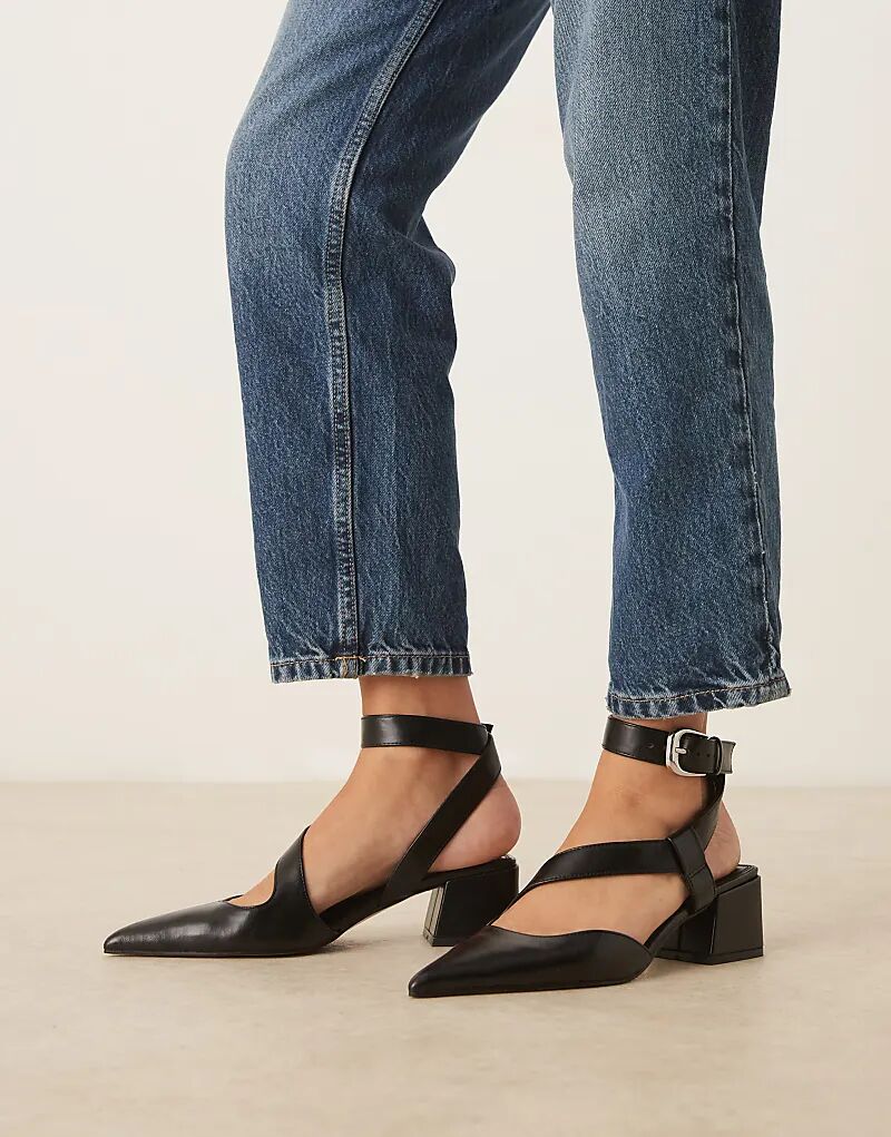 Туфли Skye с асимметричным ремешком и средним каблуком ASOS DESIGN черного цвета — фото 2