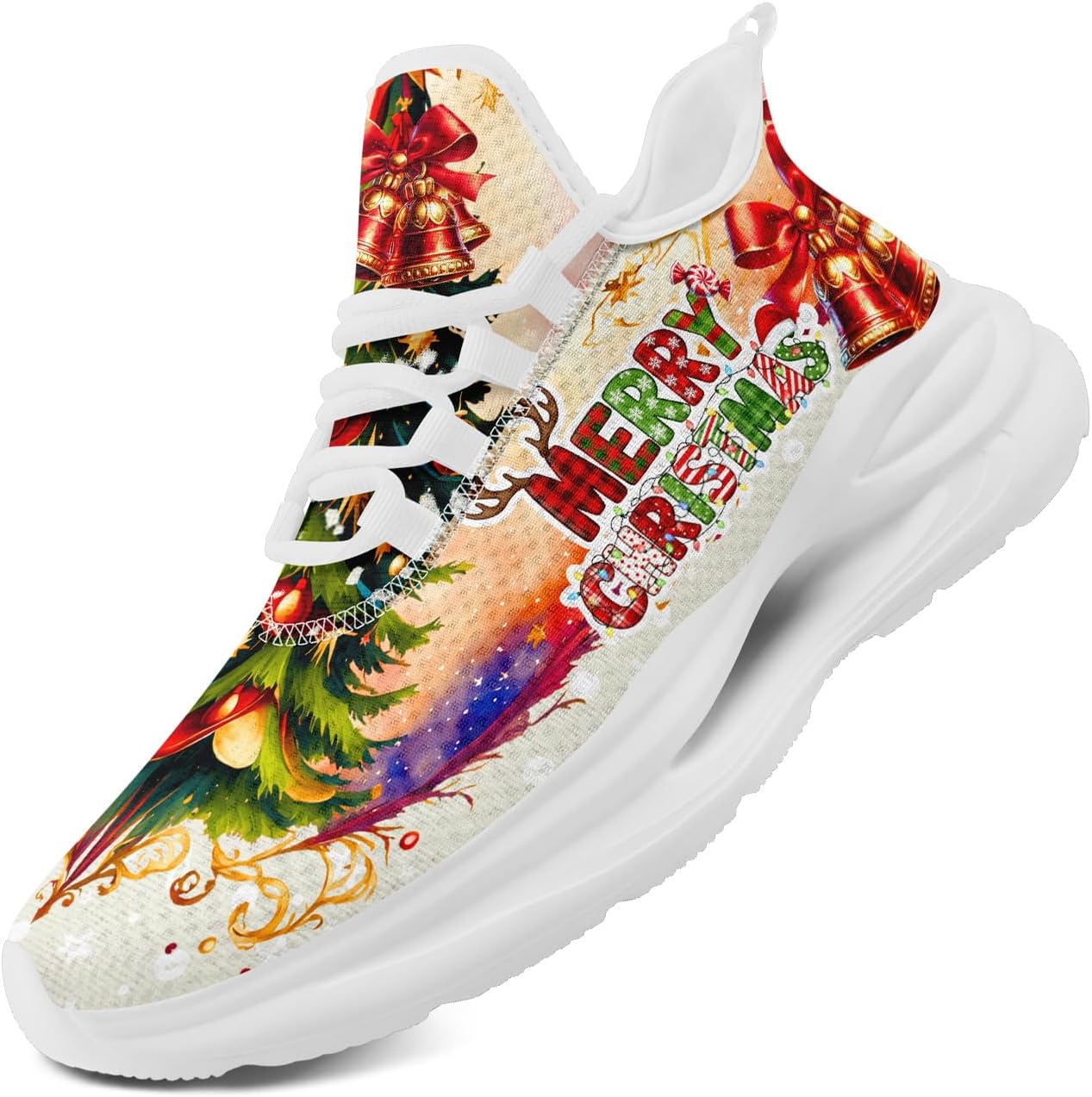 

Рождественские кроссовки для мужчин и женщин, праздничная обувь для вечеринок, легкие, дышащие, стильные, с амортизацией, рождественские туфли Awsole, белый/красный/зеленый/желтый/бежевый