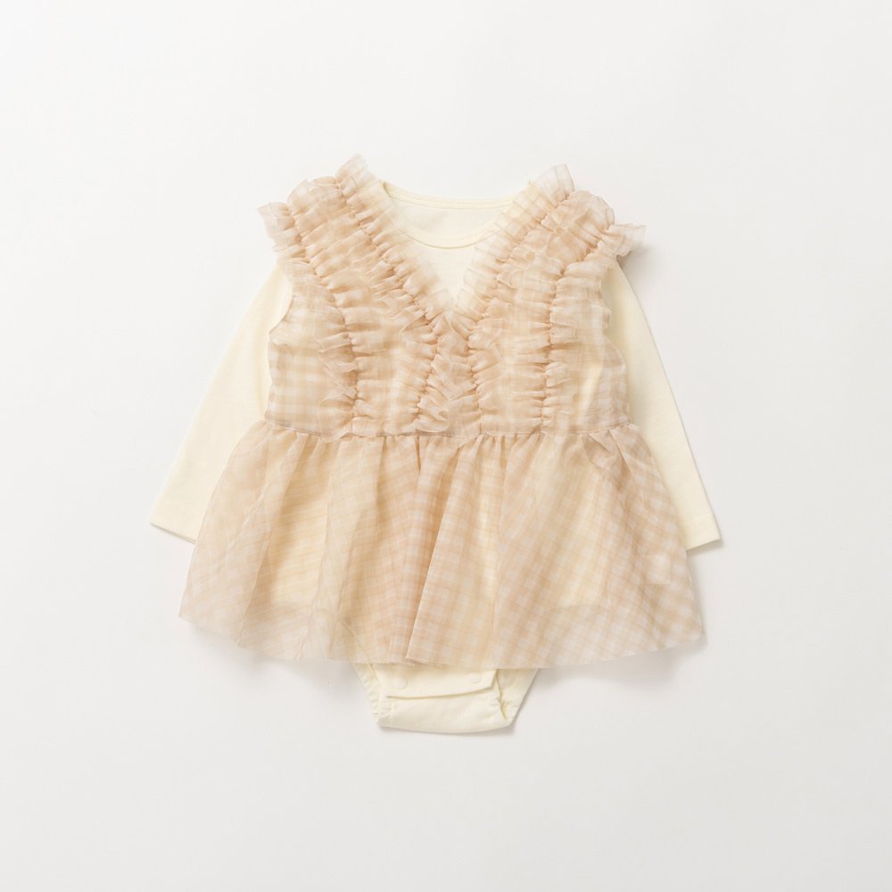 Комплект из жилета и комбинезона из тюля. Branshes, ivory