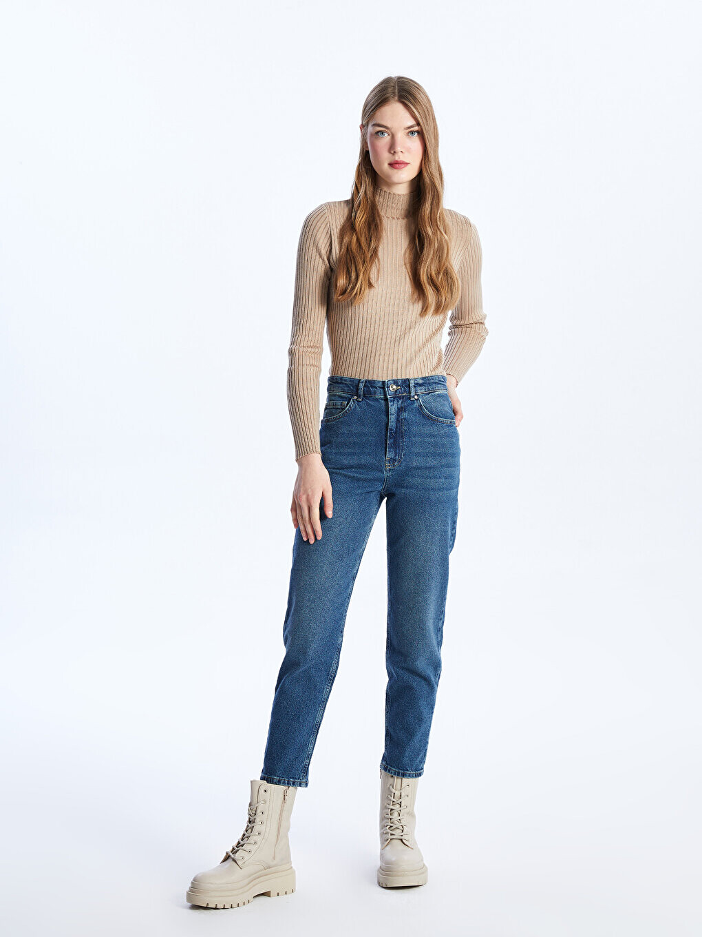 

Женские джинсовые брюки Mom Fit LCW Jeans, среднее индиго родео