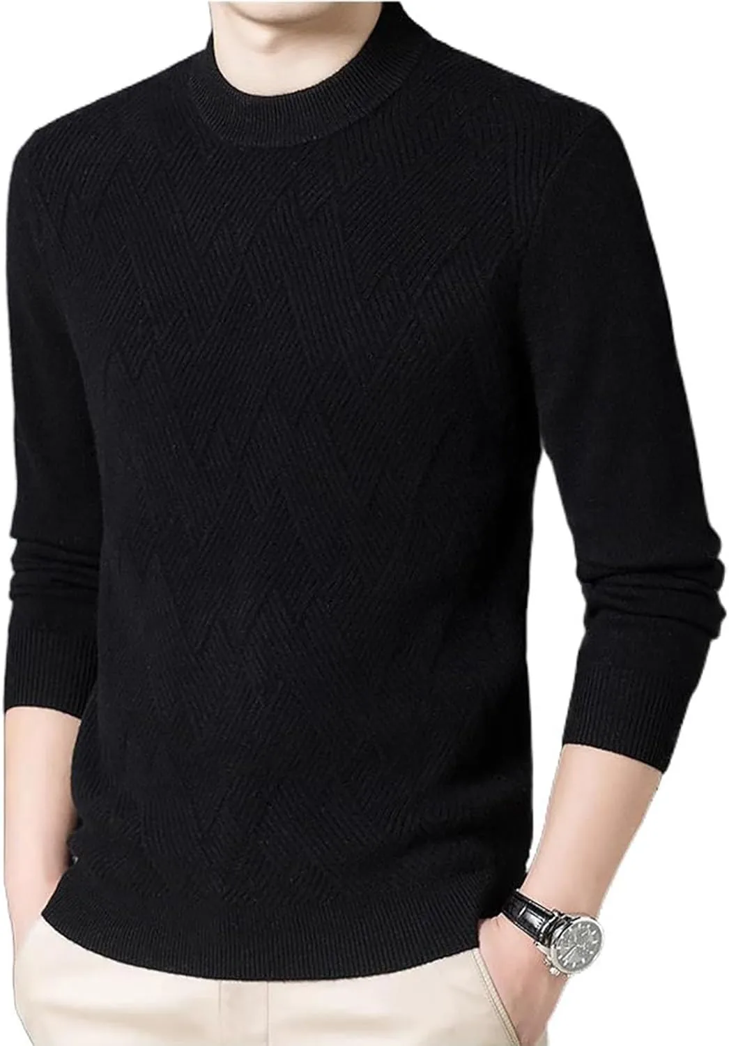 

Мужской свитер с круглым вырезом, утепленный, свободного кроя CXLCZNKG