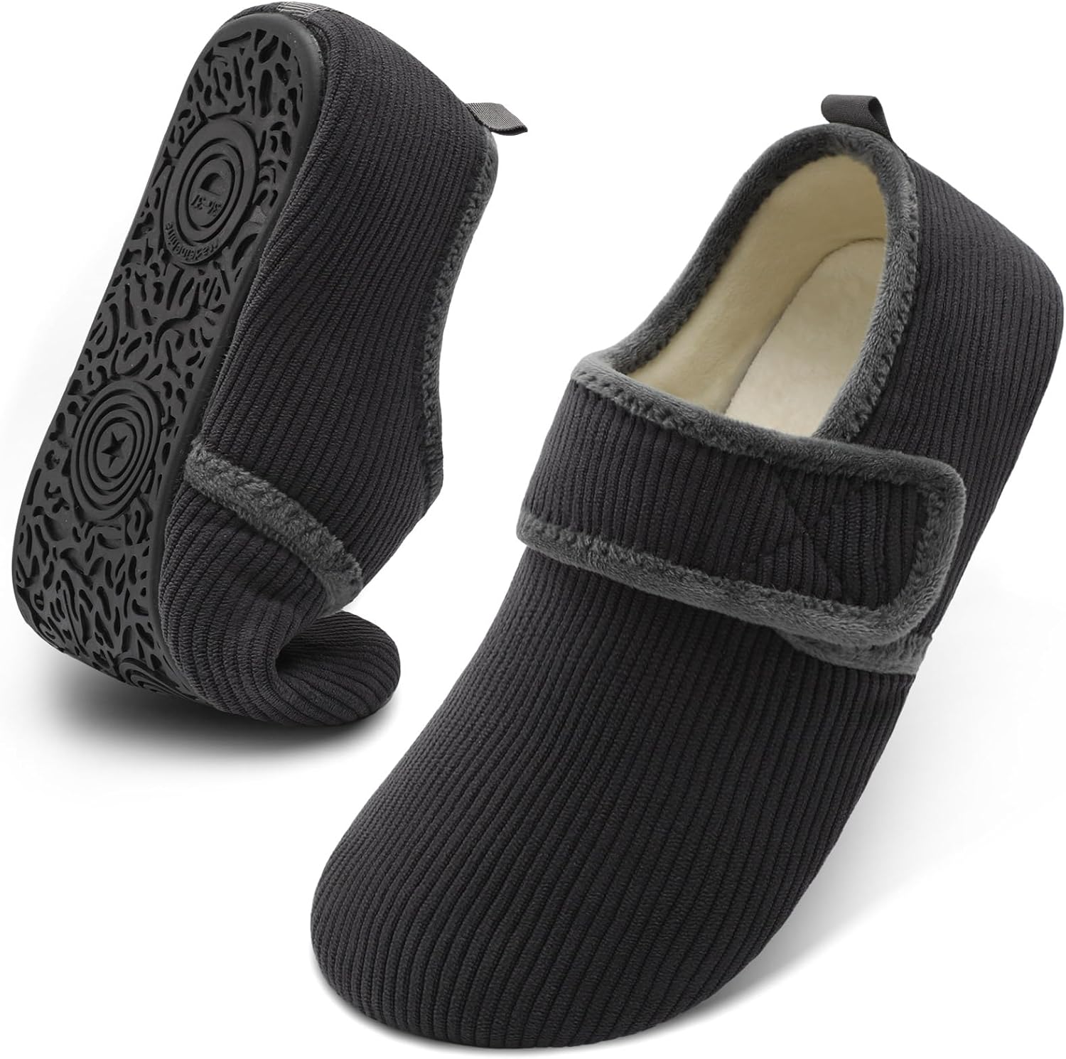 

JOINFREE домашние тапочки для женщин и мужчин, уютные тапочки с легким надеванием, широкие тапочки для босых ног, носки-тапочки для дома, путешествий, офиса и йоги, темно-серый