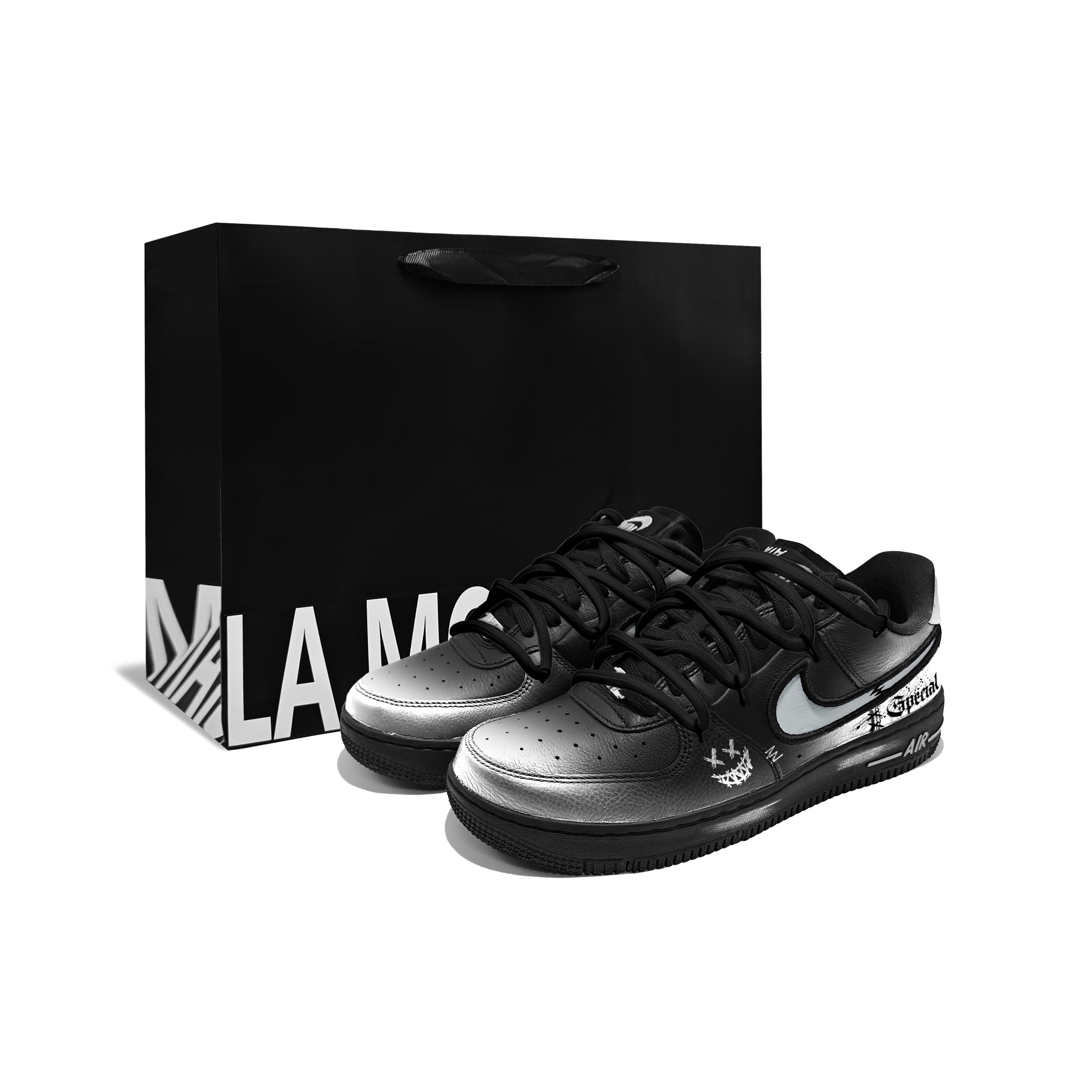 

Nike Air Force 1 Enmu R Cushioning Abrasion Resistant Slip Resistant Low top Skateboard Shoes Unisex Black Silver