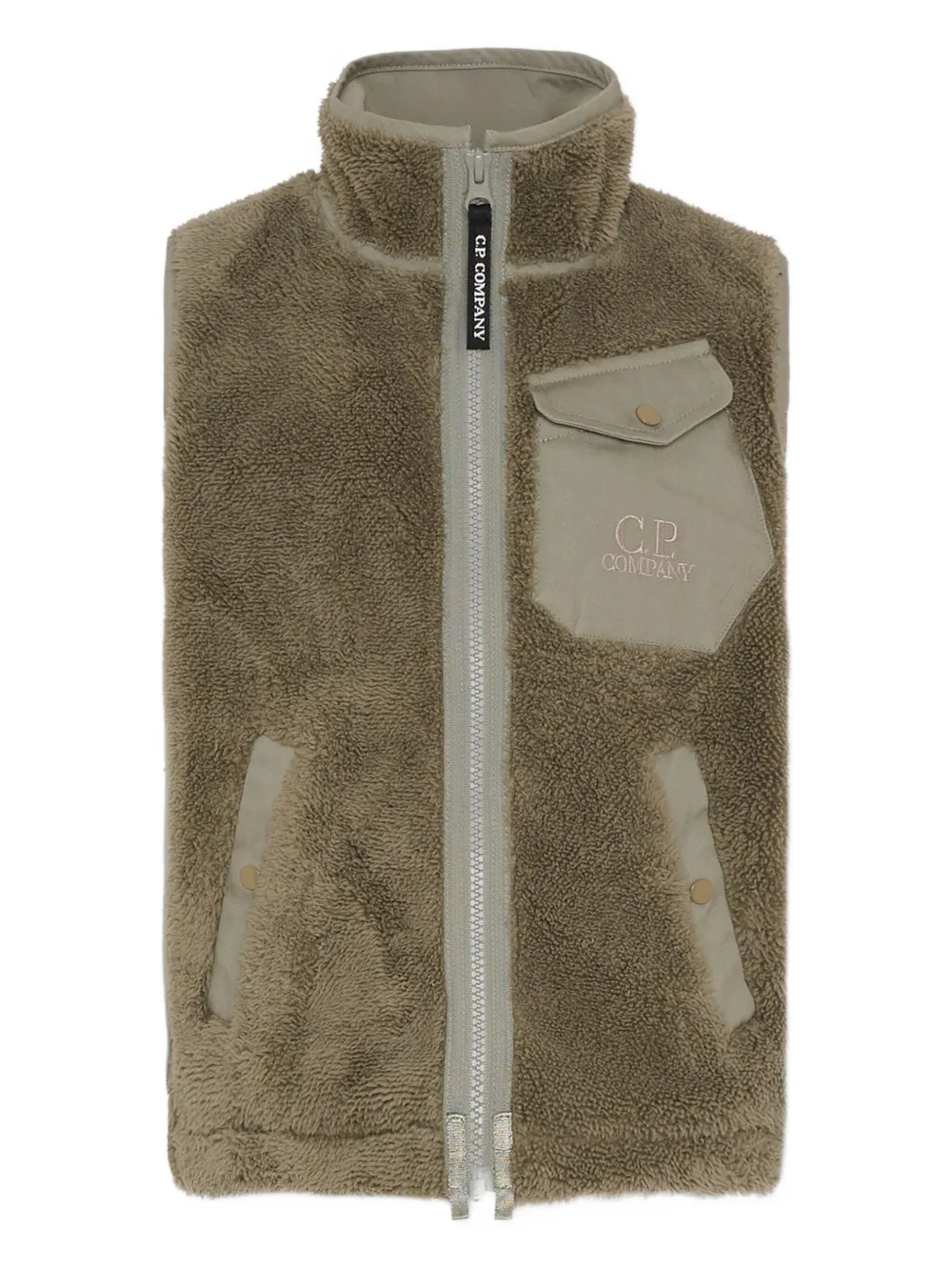 

Жилет на молнии с накладными карманами C.P. Company Kids, зеленый