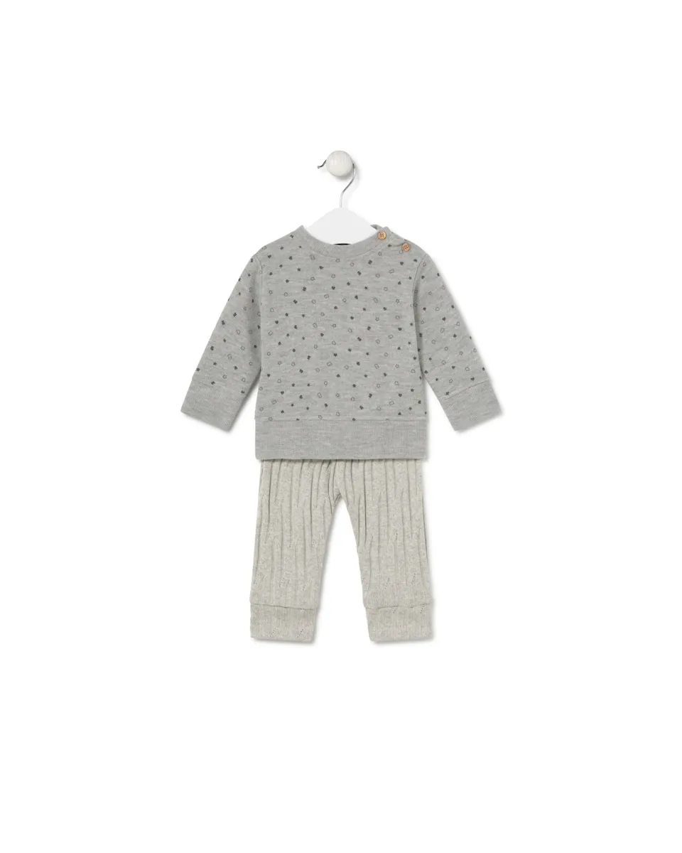 

Комплект для малыша с комбинированным принтом и однотонный Tous, серый