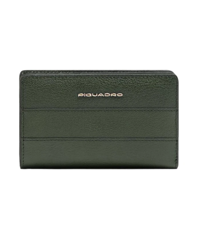 

Женский кожаный кошелек с отделением для монет и слотами для кредитных карт, с защитой от RFID-сканирования. Piquadro, зеленый