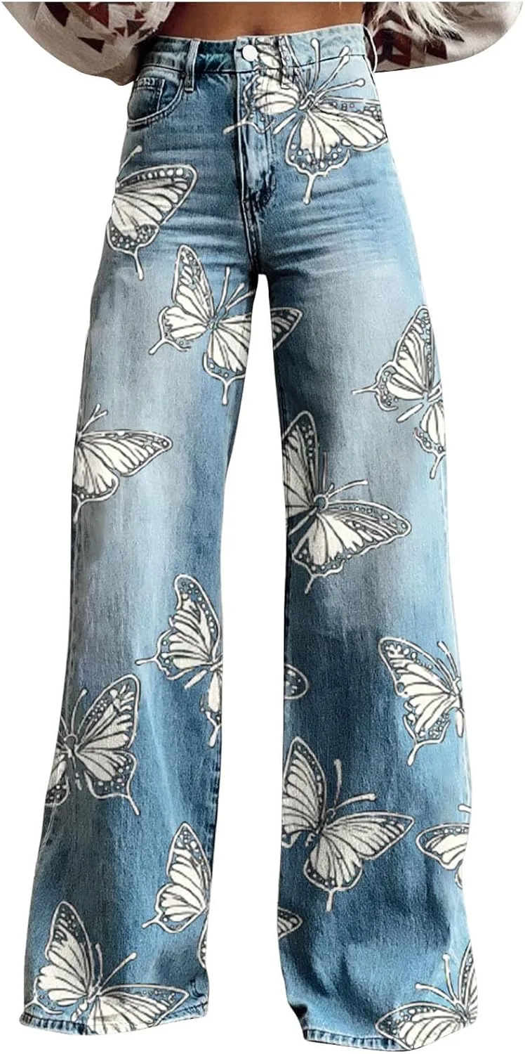 

Джинсы для женщин Plus Size Straight Wide Leg High Waisted