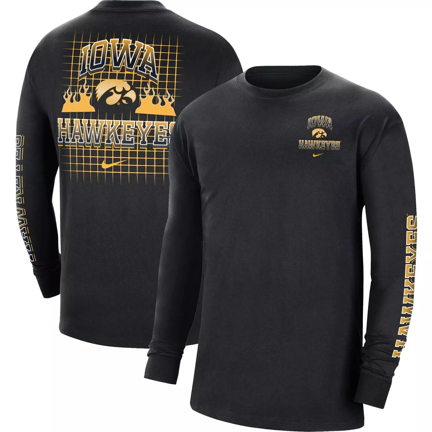 

Мужская черная футболка с длинным рукавом Iowa Hawkeyes Tour Max 90 Nike, Черный, Мужская черная футболка с длинным рукавом Iowa Hawkeyes Tour Max 90 Nike