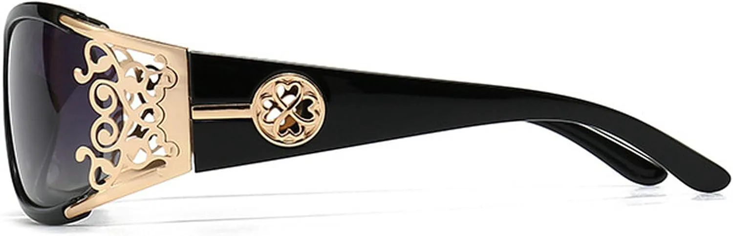 

Модные поляризованные солнцезащитные очки для женщин, большие ретро-очки овальной формы, стильные очки с градиентной защитой от УФ-излучения mincl, Gold Black