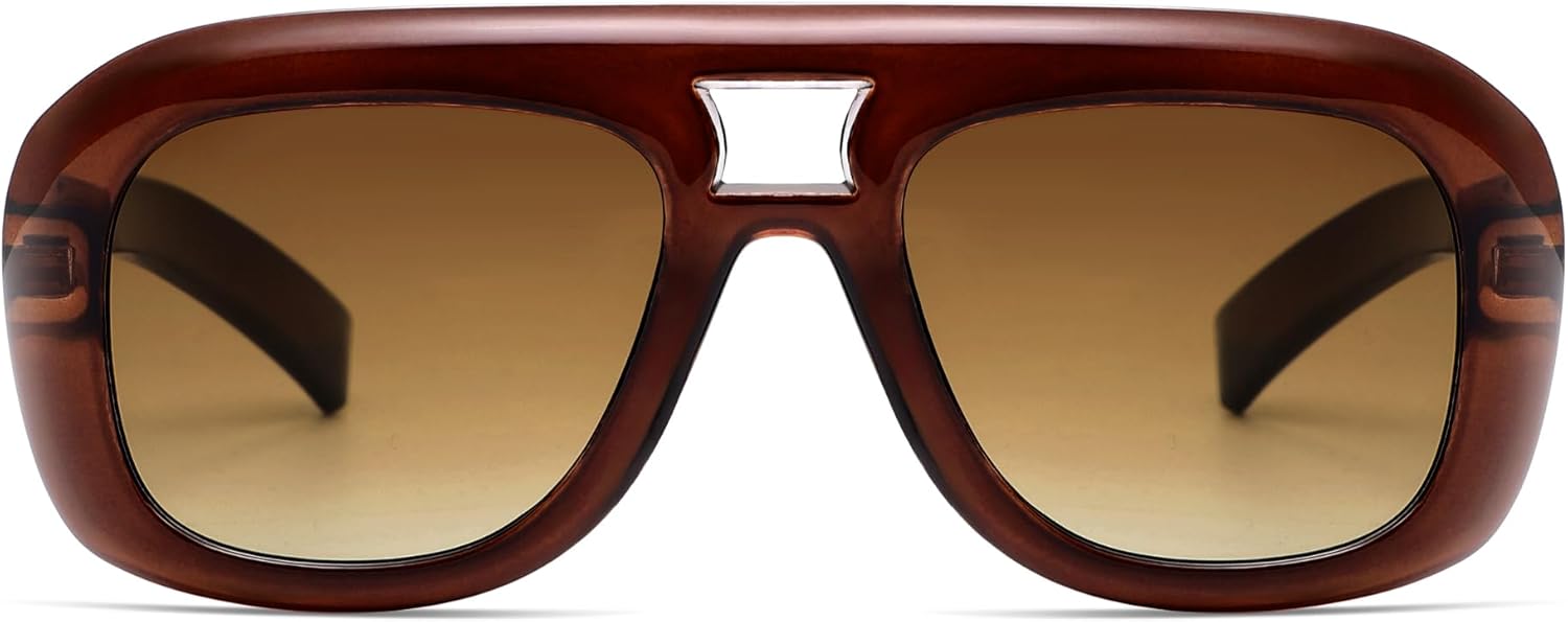 

Солнцезащитные очки-авиаторы SOJOS в стиле ретро, ​​увеличенного размера, для женщин и мужчин, модные винтажные квадратные очки-авиаторы 90-х годов SJ2688, Brown Frame With Brown Grading Lens