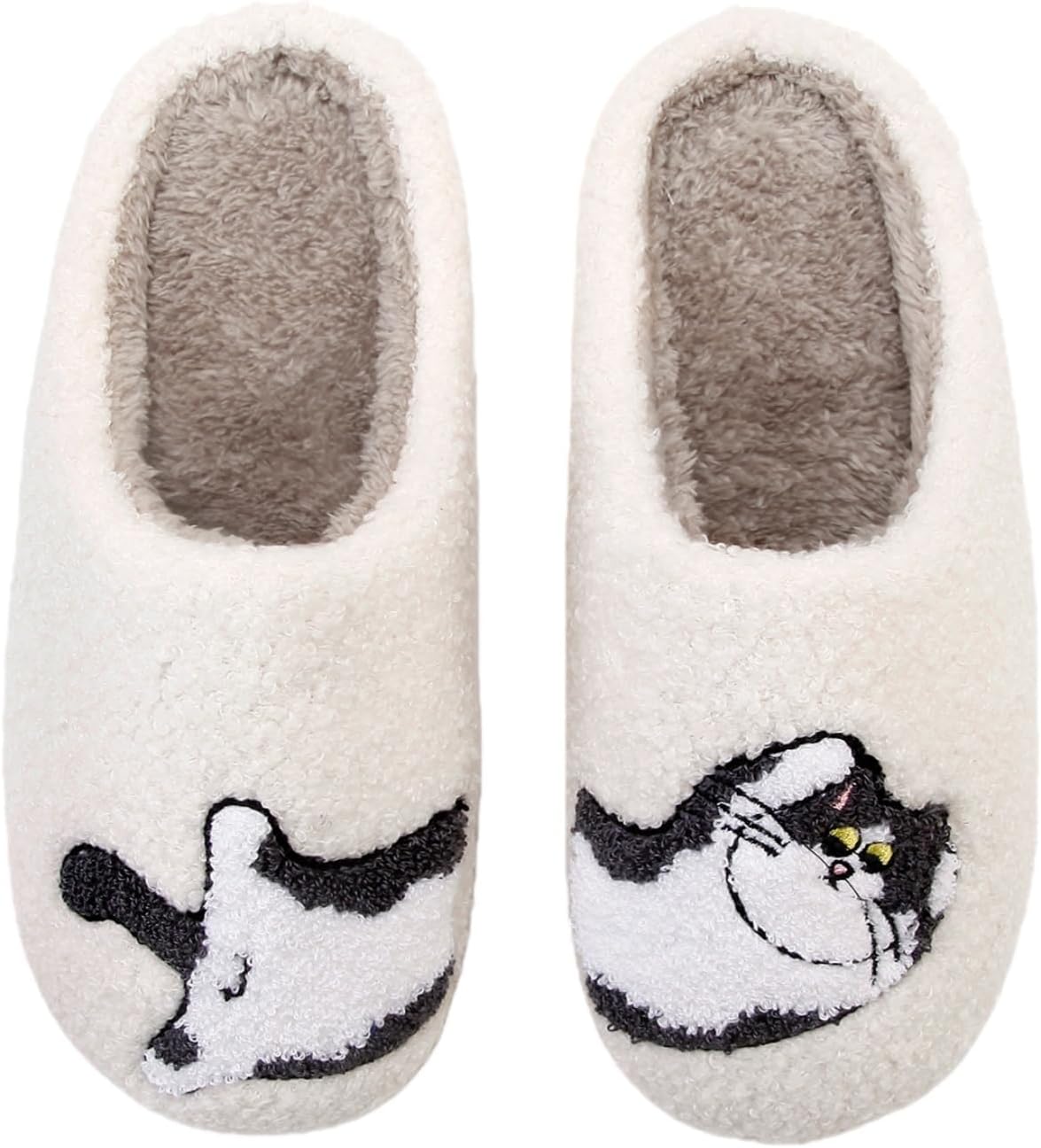 

HFBAOEGU Хэллоуинские тапочки для женщин и мужчин, эластичные, удобные, ретро, с эффектом памяти, пушистые, мягкие, для спальни, плюшевые, теплые, с противоскользящей подошвой, зимние, с шерстяной подкладкой, для улицы и дома, белый