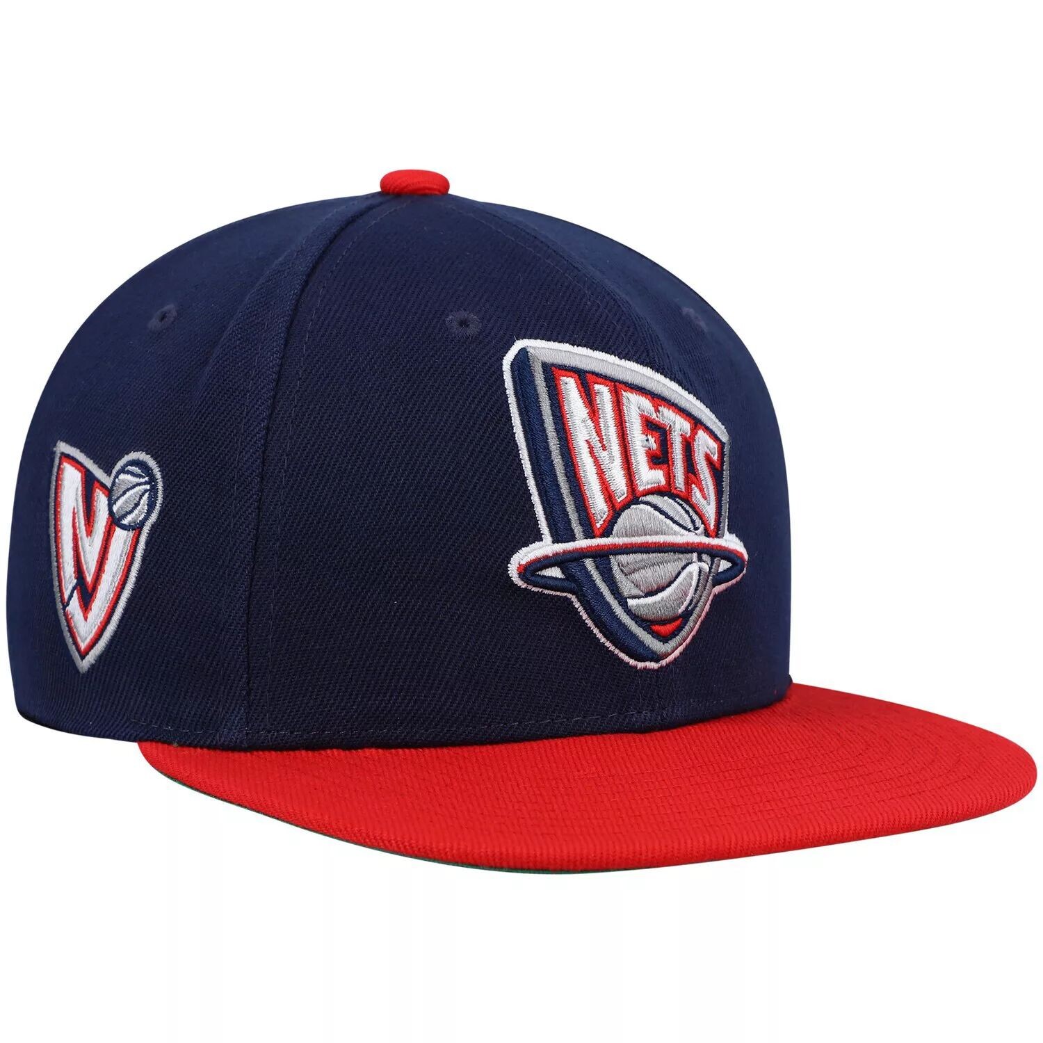 

Мужская кепка Mitchell & Ness темно-синего/красного цвета из Нью-Джерси Nets из твердой древесины, классическая бейсболка с боковой стороны Snapback