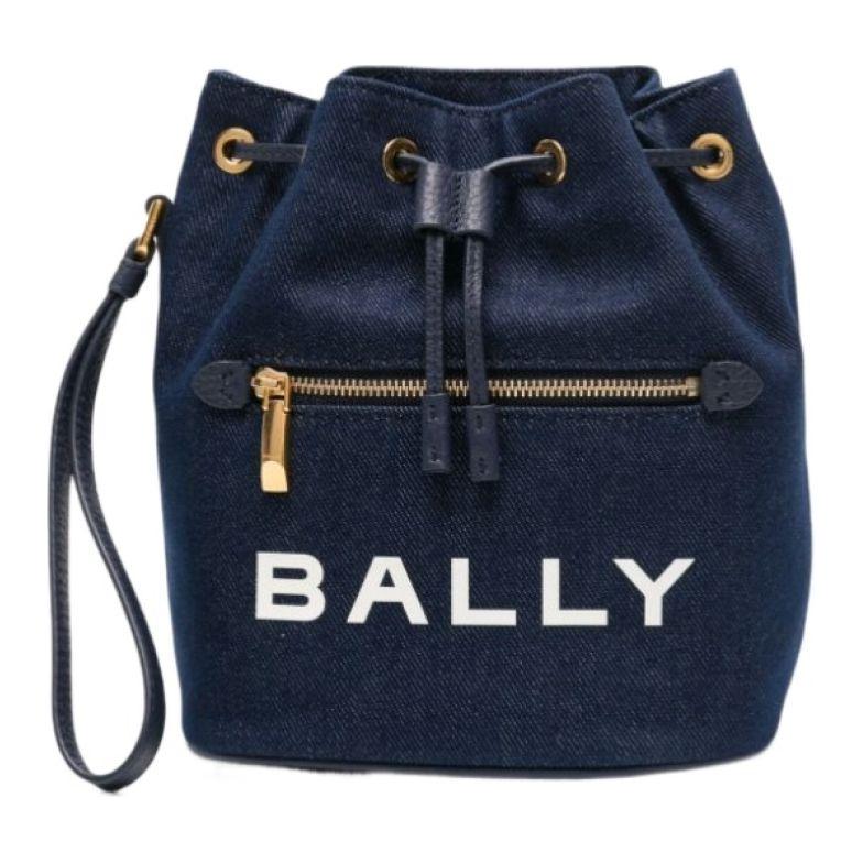 

Тканевая сумка-ведро женская синяя BALLY