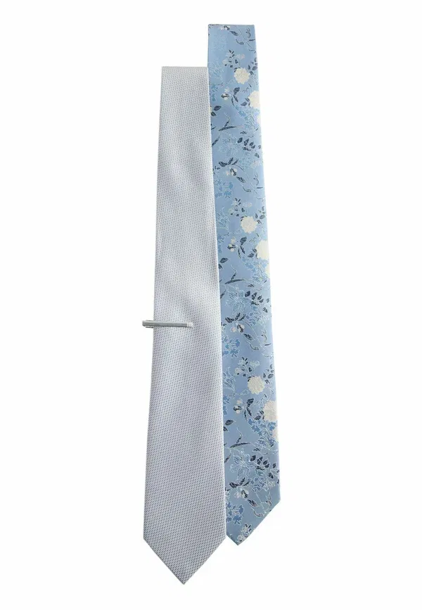 Галстук Next, Textured with clip 2 pack regular tie, сине-серый