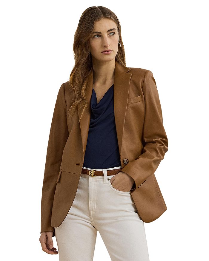 

Кожаный блейзер Ralph Lauren, коричневый