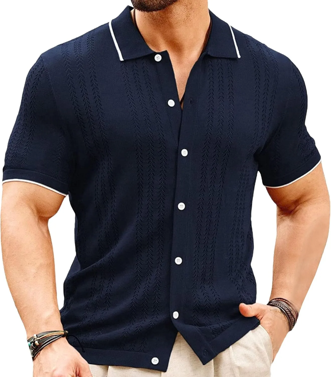 

Мужская поло Slim Fit с коротким рукавом и воротником на пуговицах Maiyifu-GJ