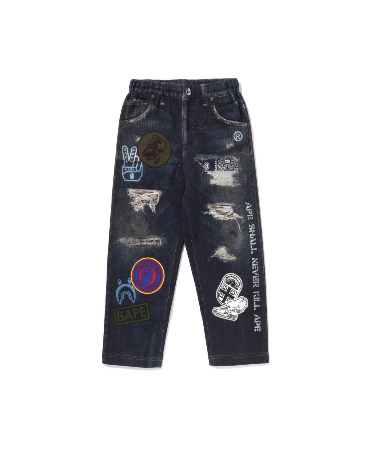 Спортивные штаны BAPE с эмблемой и джинсовым принтом