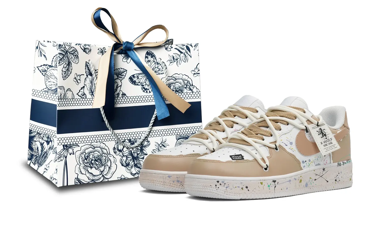 

Кроссовки Nike Air Force 1 Skateboarding Shoes Women's Low-top White, хаки