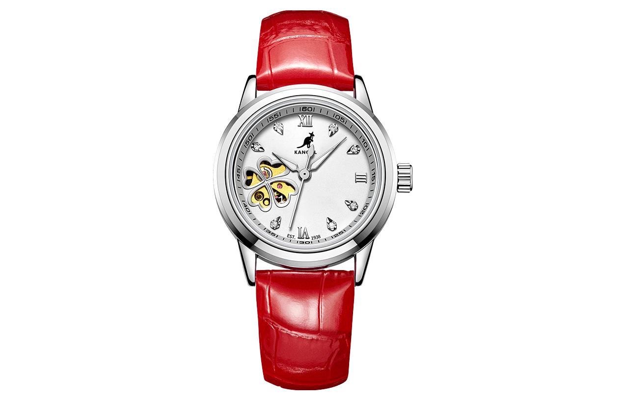 

KANGOL Часы Automatic Mechanical Movement Genuine Leather Strap Watch Women's Watch Black Dial -K115