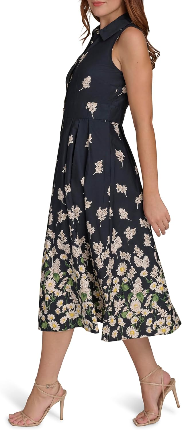 

Женское платье миди без рукавов с воротником и пуговицами спереди от Tommy Hilfiger, Sky Captain Multi