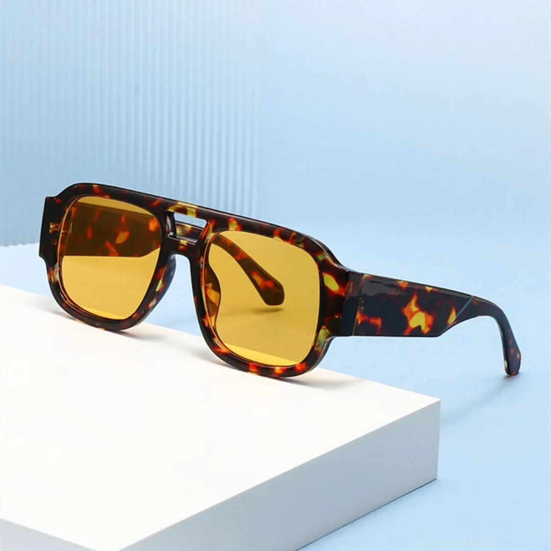 

Солнцезащитные очки с двойной перемычкой для женщин и мужчин, ретро, ​​конфетные цвета, леопардовый принт, защита от УФ-излучения UV400 UATXTAU, Leopard Orange