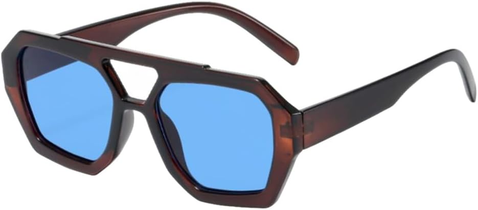 

Ретро-солнцезащитные очки с двойной перемычкой для женщин, крупная оправа, леопардовый коричневый градиент, модные роскошные солнцезащитные очки для мужчин generic, C7 Tea Blue