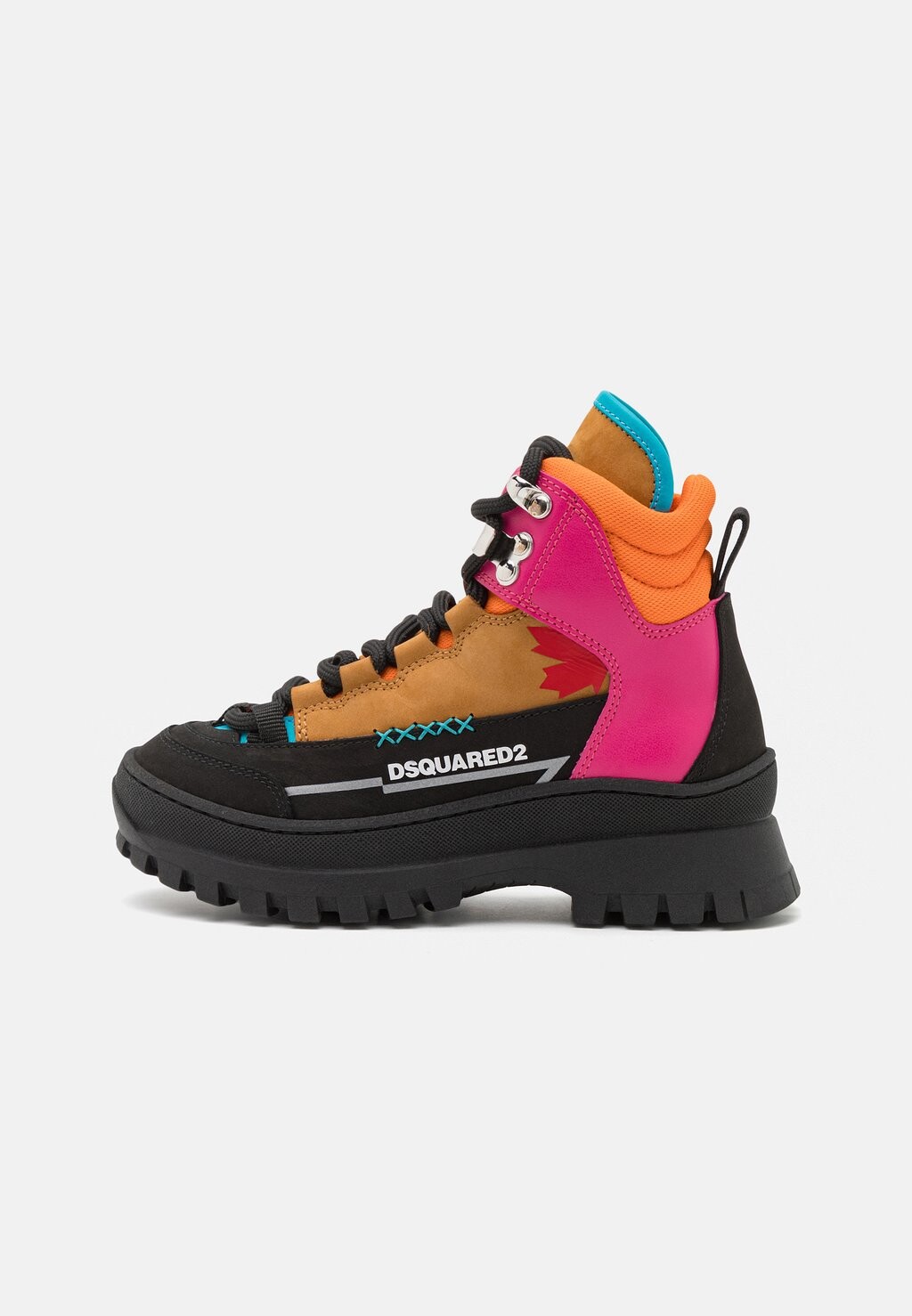 

Ботильоны на шнуровке Unisex Dsquared2, цвет black/tan/neon pink/orange