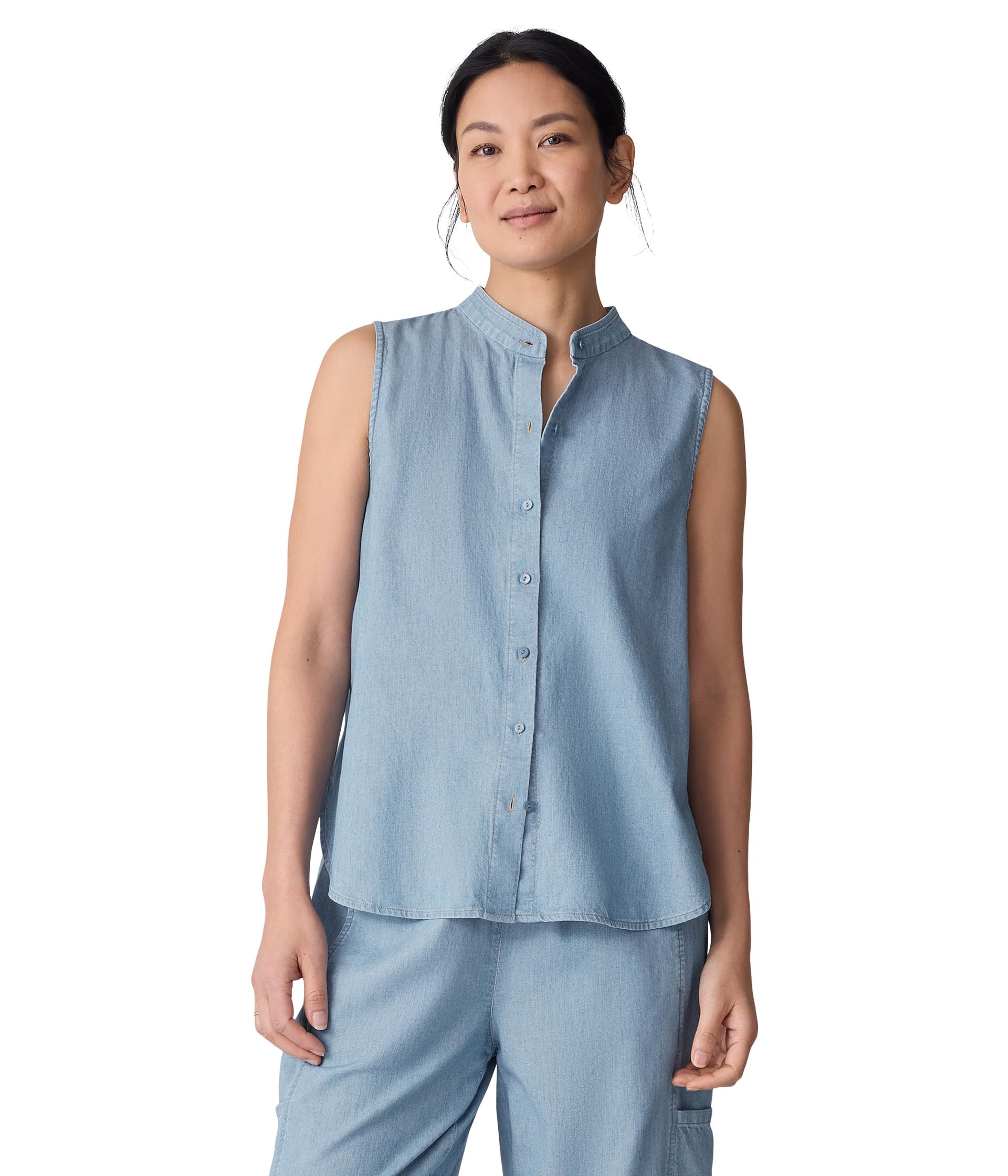 

Рубашка Eileen Fisher Mandarin Collar Shirt, Denim