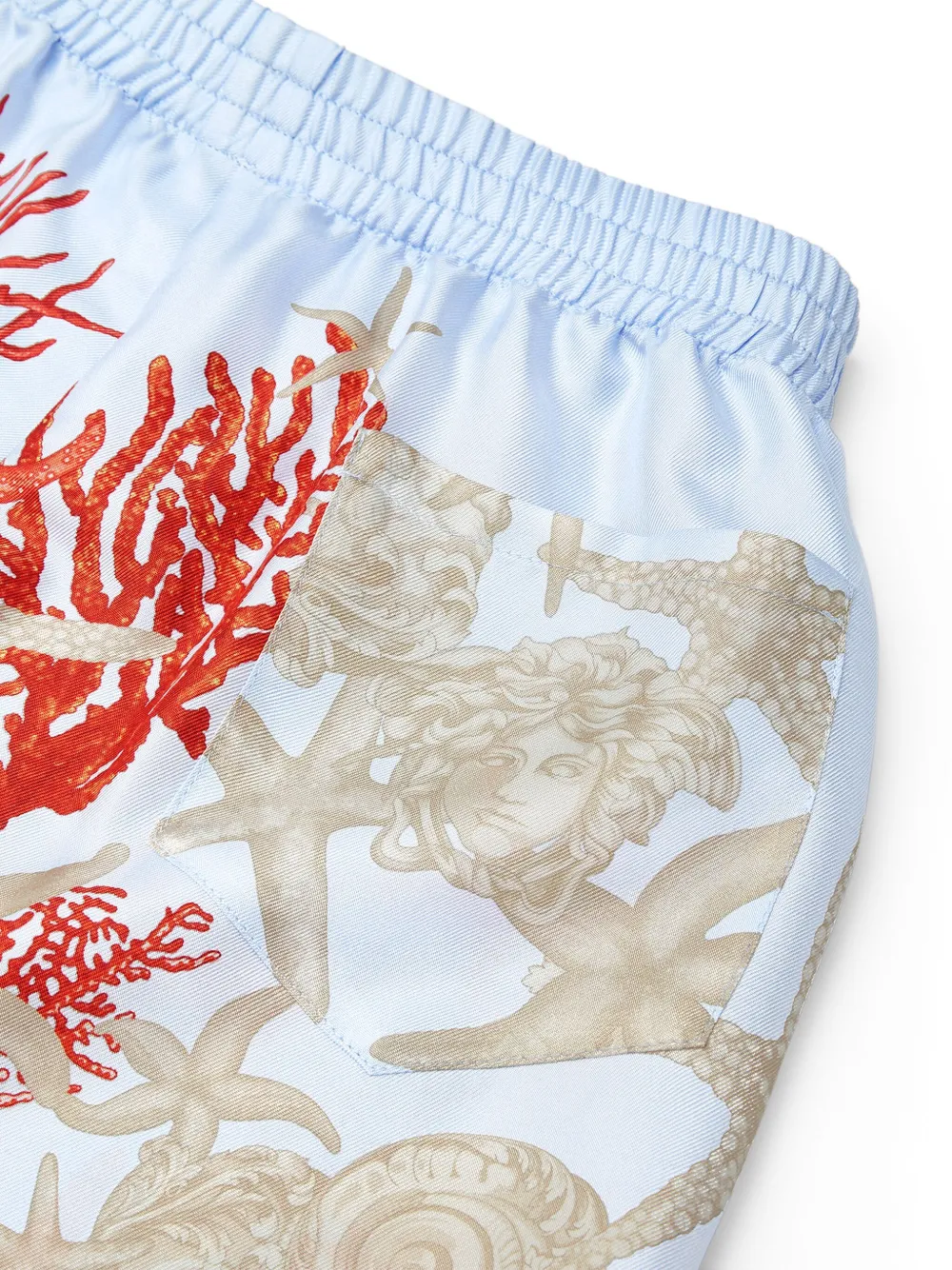 Шелковые шорты с узором Barocco Sea Versace Kids, синий — фото 3