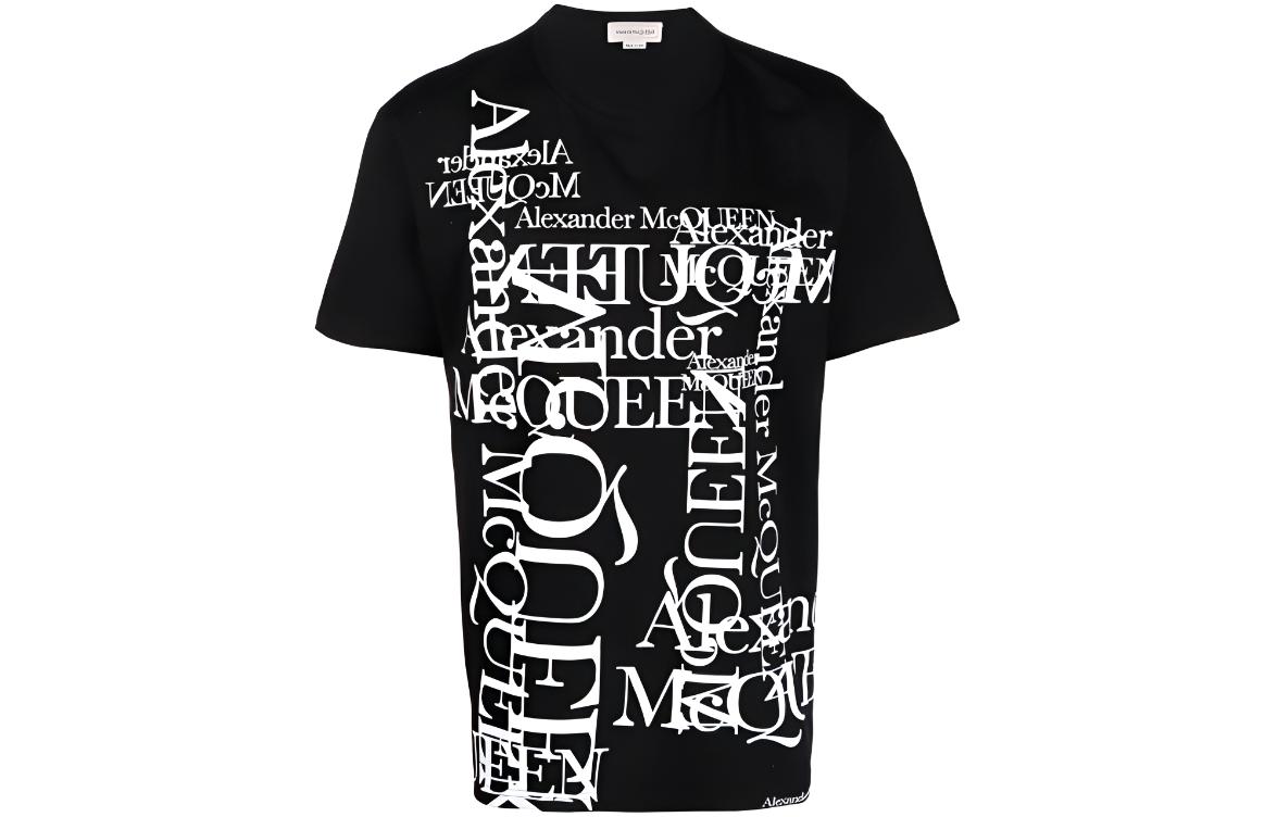 

Футболка из хлопка с логотипом Alexander McQueen, черная